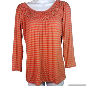 Maria Gabrielle Scoop Neck Peasant Cayenne Tan Bouse Top PS